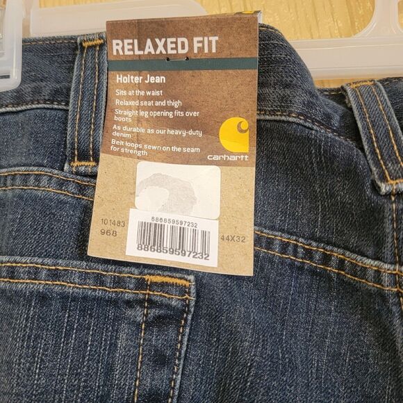 Carhartt Relaxed Fit Mens Jeans 44x32 Holter Jean Straight Leg Blue - Picture 6 of 7